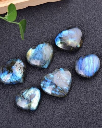 Heart Polished Blue Moonstone Labradorite Stone