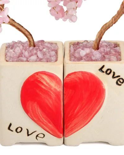 Heart Large Rose Quartz Tree with Base Couple Gift
