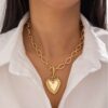 Alloy Heart Pendant Vintage Style Statement Necklace