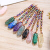 Hexagonal Colorful Double-Pointed Carved Crystals Wands