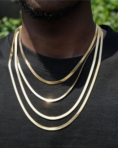 High-Quality Gold Plated Herringbone Necklace Chains Bulk