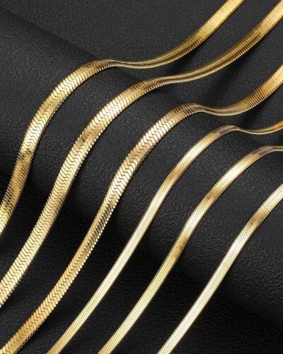 High-Quality Gold Plated Herringbone Necklace Chains Bulk