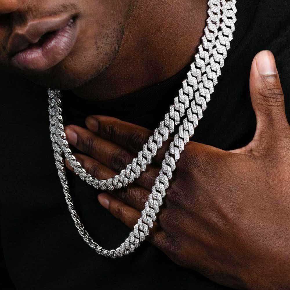 Alternative view of Hip Hop 10-20mm Cuban Link Chain With Zircon Diamond