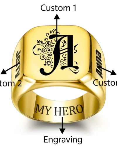 Alternative Ansicht von Hip-Hop Chunky Statement Engraved Personalized Signet Ring for Men Women