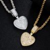 Hip-Hop CZ Pave Heart Pendant Necklace Rope Chain for Men Women