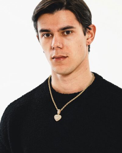 Hip-Hop CZ Pave Heart Pendant Necklace Rope Chain for Men Women