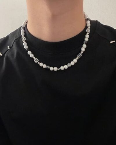 Hip-Hop Men's Cross with Pearls Necklace Unisex