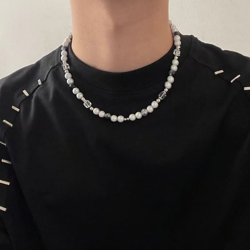 Hip-Hop Men's Cross with Pearls Necklace Unisex