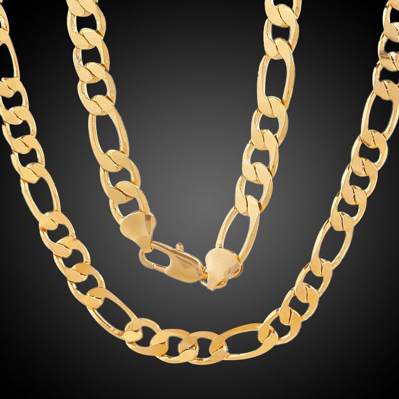 Hip-Hop Vintage 18K Gold 8MM Figaro Chain Wholesale for Women Men