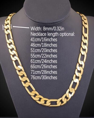 Hip-Hop Vintage 18K Gold 8MM Figaro Chain Wholesale for Women Men