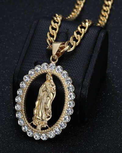 Alternativní pohled na Hip-hop Gold Plated Mother Mary Pendant Necklace with Zircon