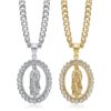 Hip-hop Gold Plated Mother Mary Pendant Necklace with Zircon
