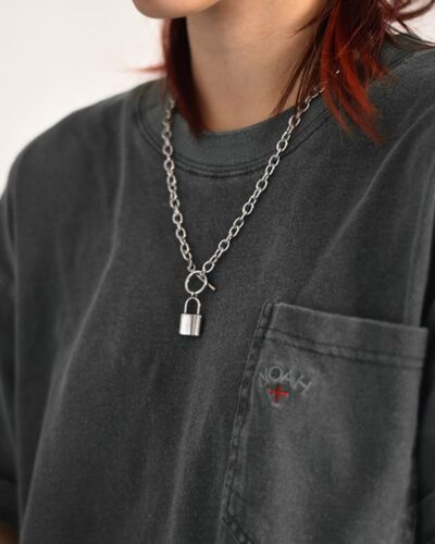 Hip-hop Lock Men Stainless Steel Chain Necklace OT Clasp