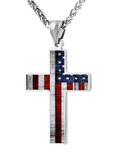 Hip hop Stainless Steel American Flag Pendant Necklace 1