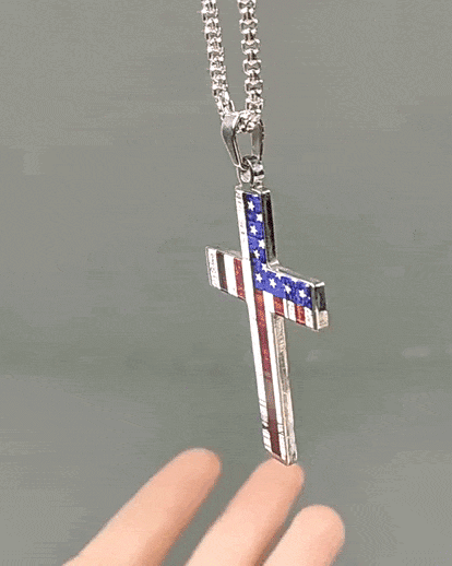 Hip hop Stainless Steel American Flag Pendant Necklace 1