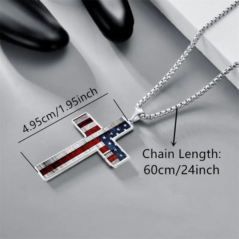 Hip hop Stainless Steel American Flag Pendant Necklace 3
