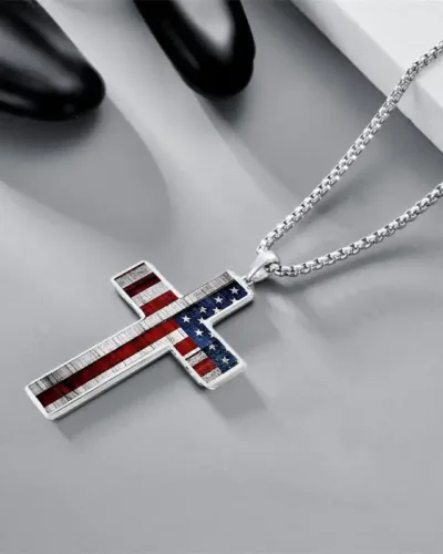 Hip hop Stainless Steel American Flag Pendant Necklace 7