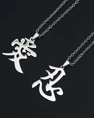 Hip-hop Unisex Stainless Steel Chinese Pendant Necklace