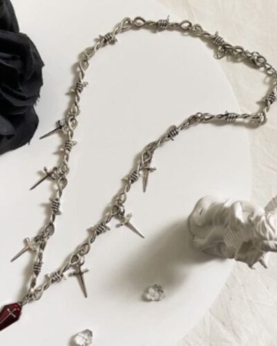 Hip-hop Vintage Gothic Cross Necklace Earring Halloween