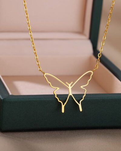 Hollow Dainty Butterfly Necklace for Women Daily Wear