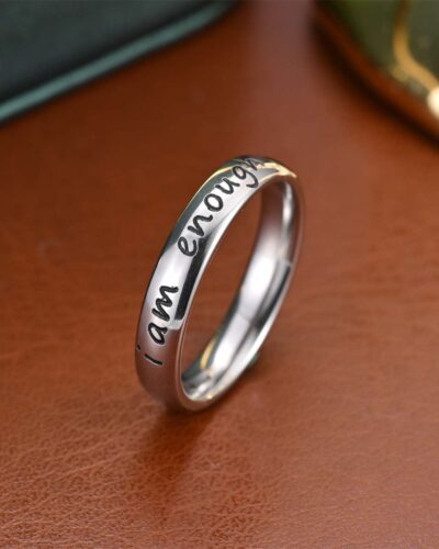 I Am Enough Engraved Inscription 4mm Stainless Steel Ring