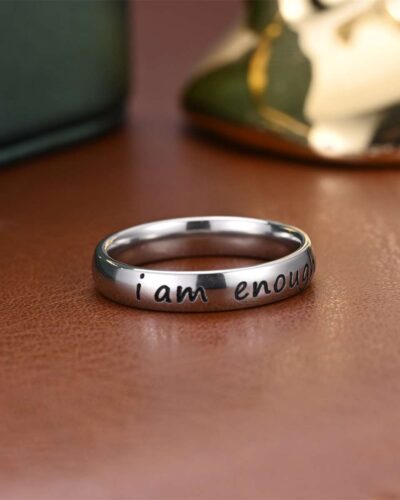 Alternativní pohled na I Am Enough Engraved Inscription 4mm Stainless Steel Ring