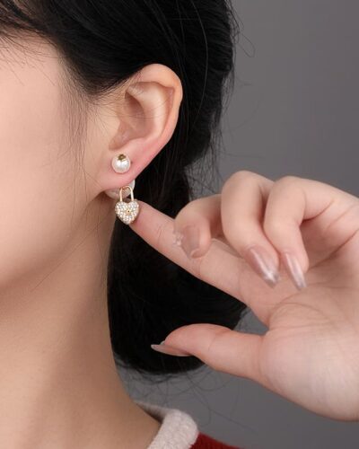Ingenious Heart & Star Asymmetric Pearl Earrings