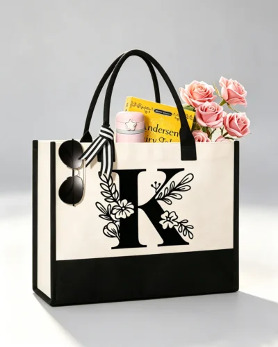 Personalized Custom Initial Canvas Tote Bag for Women 100pcs