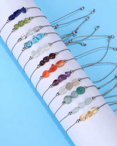 Irregular Bead Braided Birthstone Crystal Bracelets Wholesale