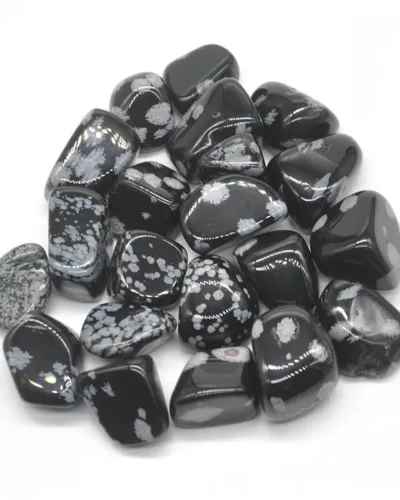 Irregular Snowflake Black Obsidian Tumbled Stones