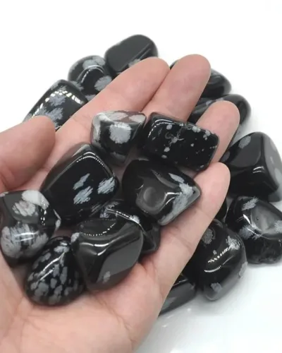 Irregular Snowflake Black Obsidian Tumbled Stones