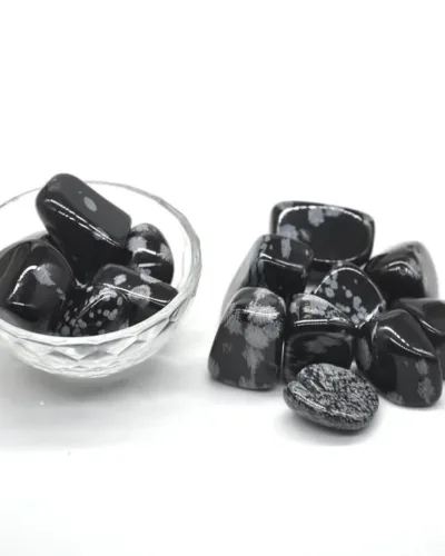 Irregular Snowflake Black Obsidian Tumbled Stones