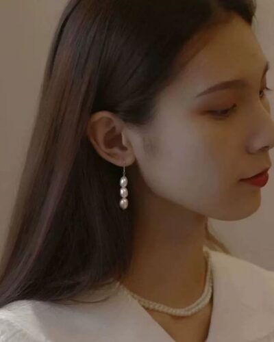 Irregular Tassel Baroque Pearl Dangle Earrings Elegant Style