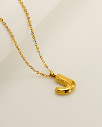 Minimalist 3D Solid A-Z Letter Gold Plated Necklace