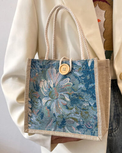 Alternative view of Jute Tote Bags In Bulk Hessian Sack Fabric Printed Handbag