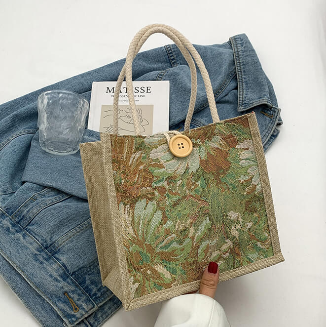 Jute Tote Bags In Bulk Hessian Sack Fabric Printed Handbag - immagine 6
