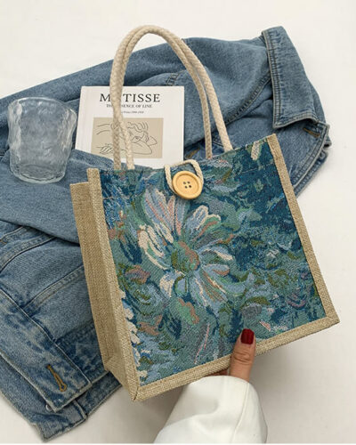 Jute Tote Bags In Bulk Hessian Sack Fabric Printed Handbag