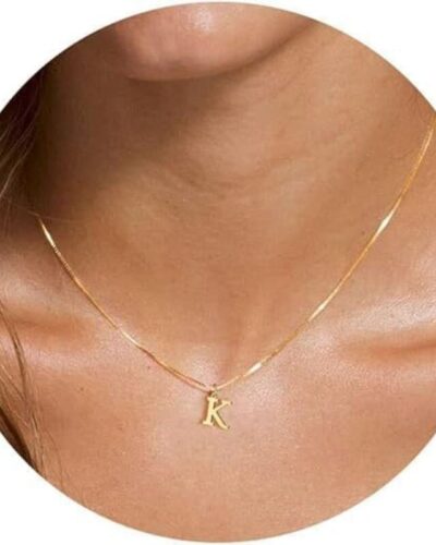 A-Z Long Gold Name Necklace Pendant Women Men