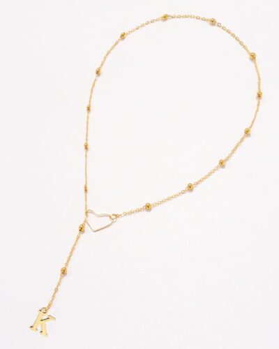 Fashion 26 Letter Necklace Stainless Steel Heart Clasp