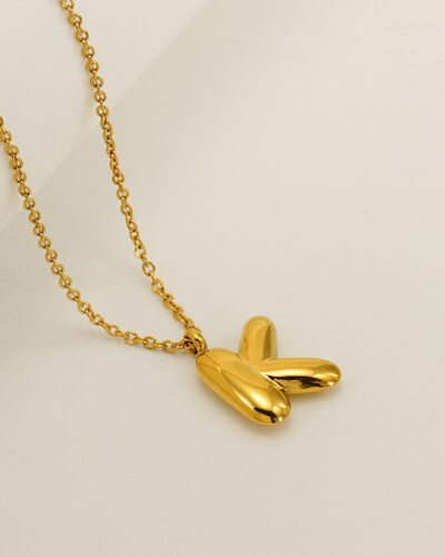 Minimalist 3D Solid A-Z Letter Gold Plated Necklace