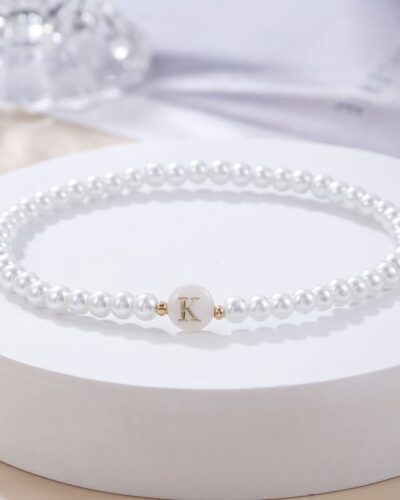 Versatile A-Z Letter Beaded Pearl Bracelet for Women