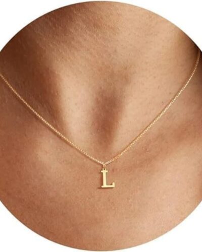 A-Z Long Gold Name Necklace Pendant Women Men