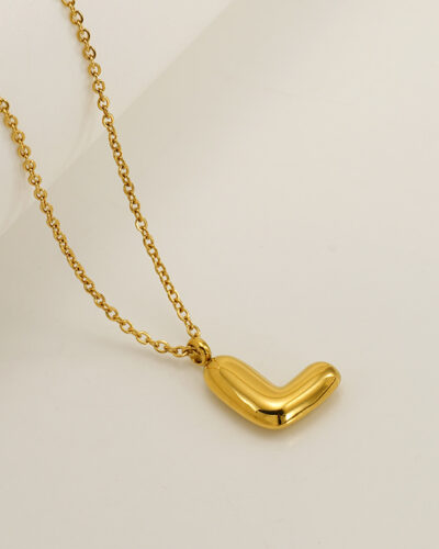 Minimalist 3D Solid A-Z Letter Gold Plated Necklace