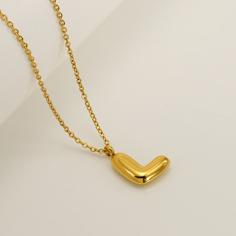 Minimalist 3D Solid A-Z Letter Gold Plated Necklace