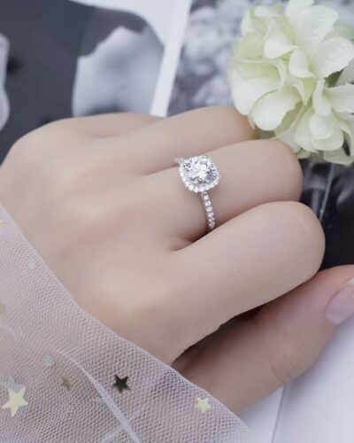 Lab Diamond Ring 18K Platinum Plated for Engagement