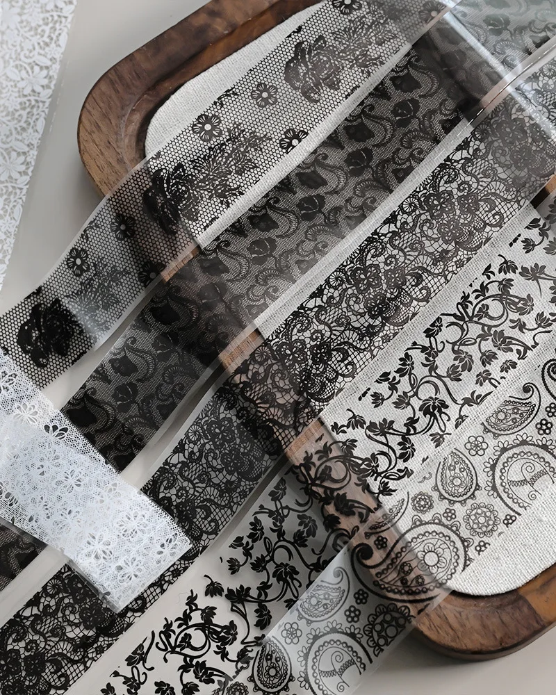10 Rolls Flower Lace Nail Transfer Foil White and Black - Bild 2