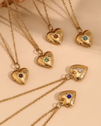 Ladies Heart Birthstone Necklace Mother's Day Present