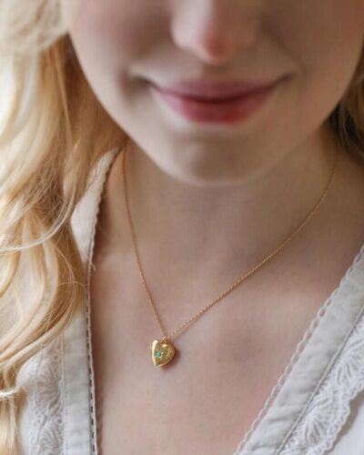 Ladies Heart Birthstone Necklace Mother's Day Present