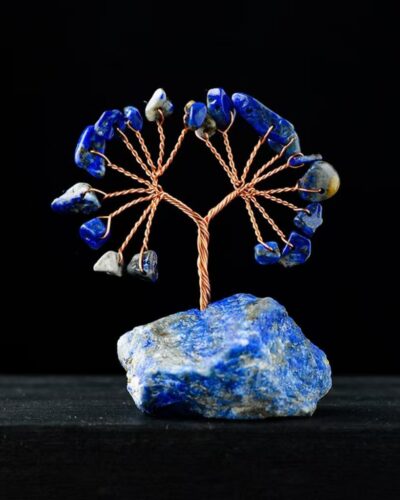 Lapis Lazuli Chakra Tree Crystals with Raw Stone Base