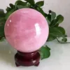 Large Pink Rose Quartz Crystal Sphere with Stand